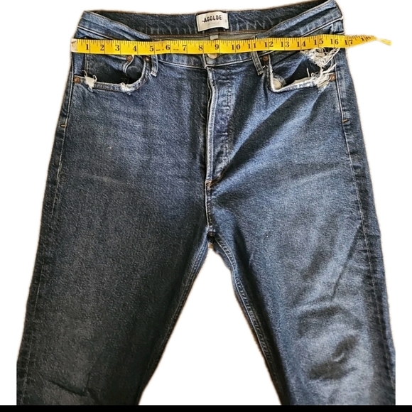 Agolde Womens Dark Wash Riley High Rise Straight Crop Jean In Control 30 - Picture 9 of 11